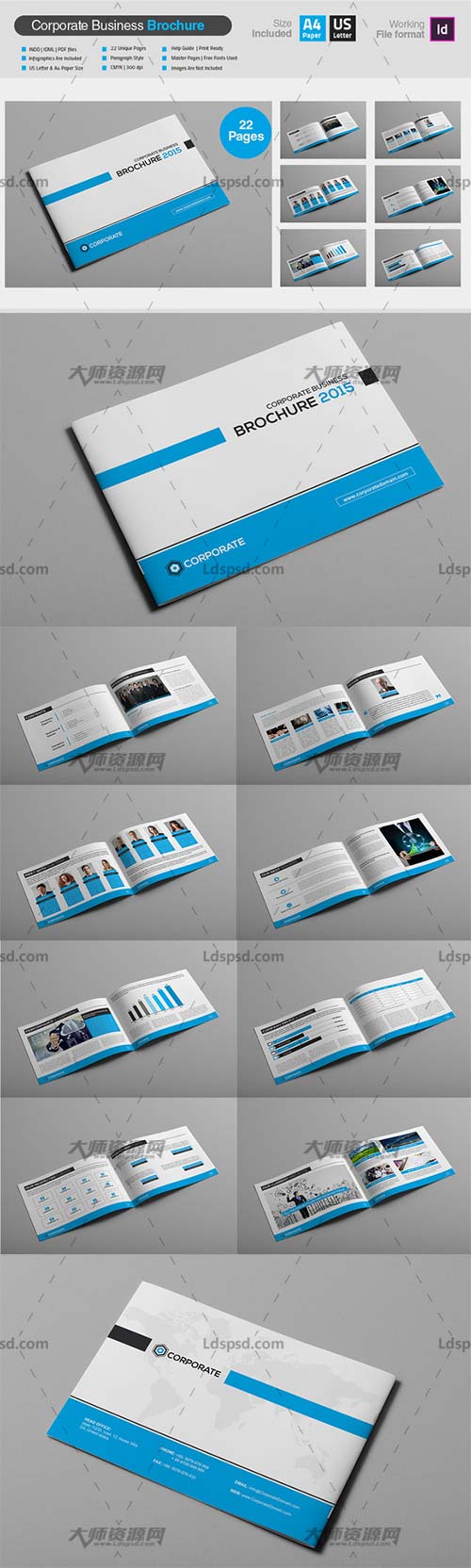 Corporate Business Brochure V1,indesign模板－产品手册(22页/通用型)